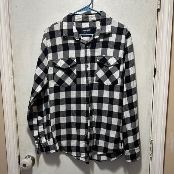 Black and White Checkered Men's Shirt large - Picture 1 of 11